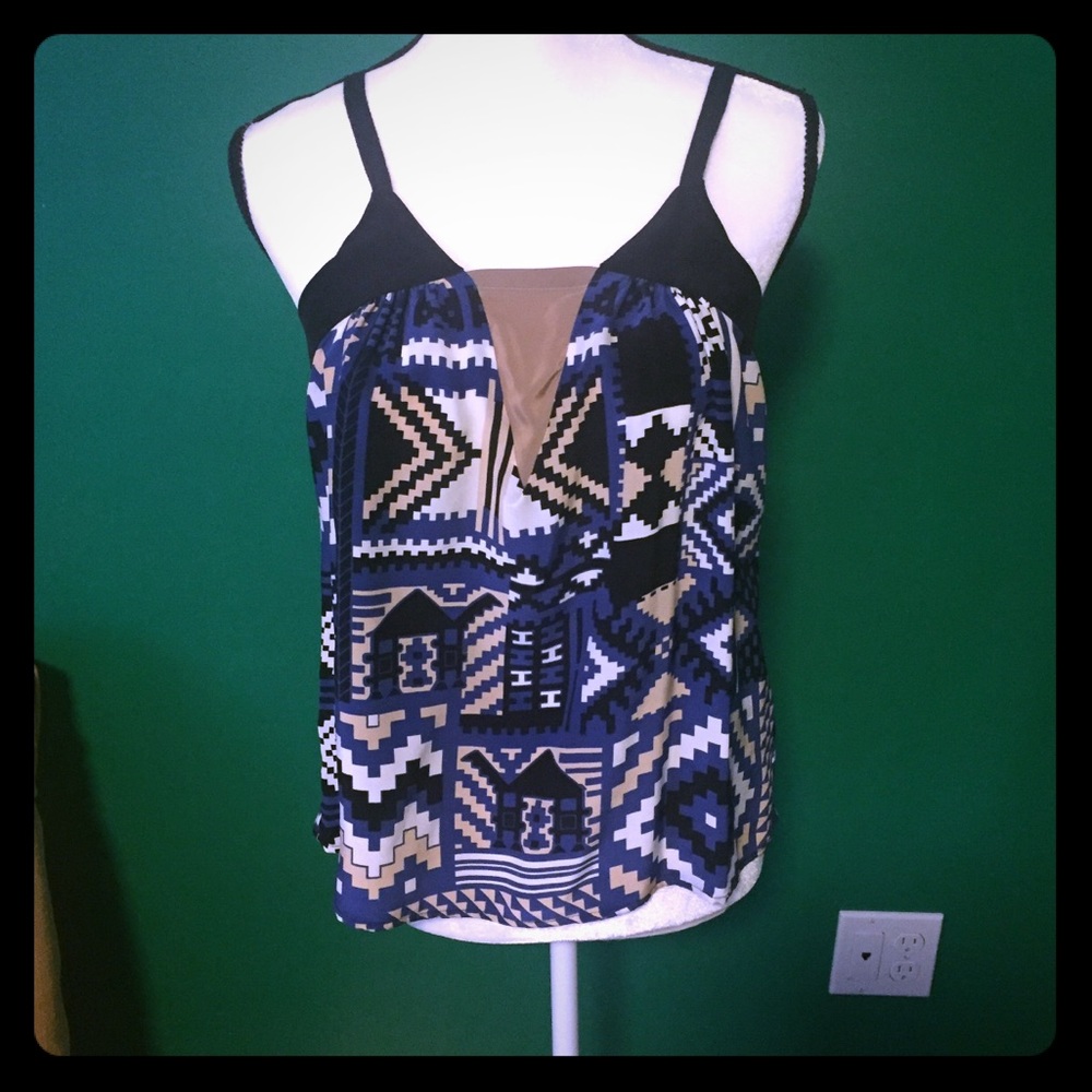 100%Silk Corey Lynn Carter Aztec Print Top